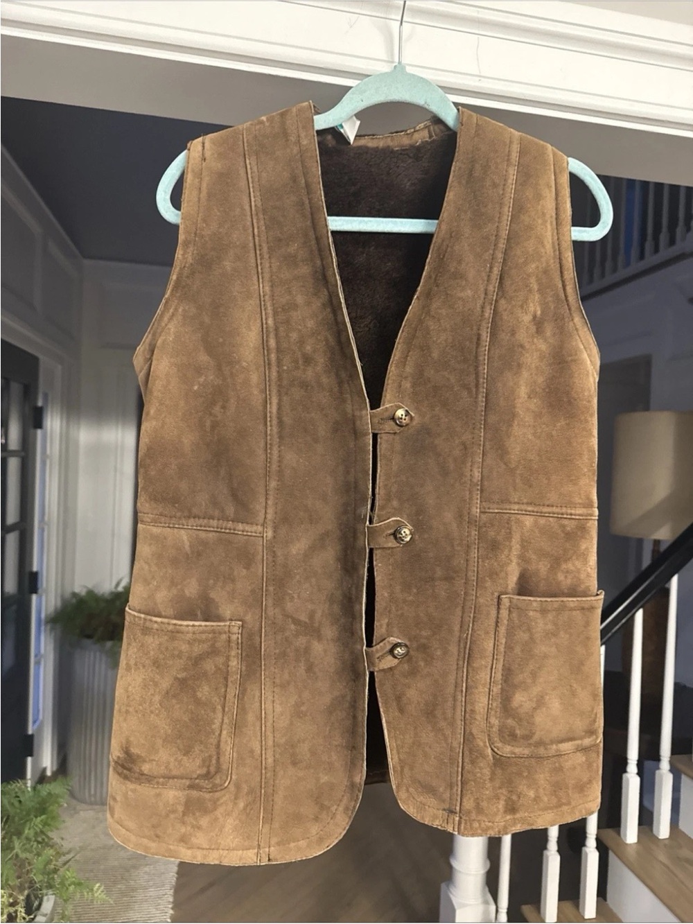 Suede and shearling vest